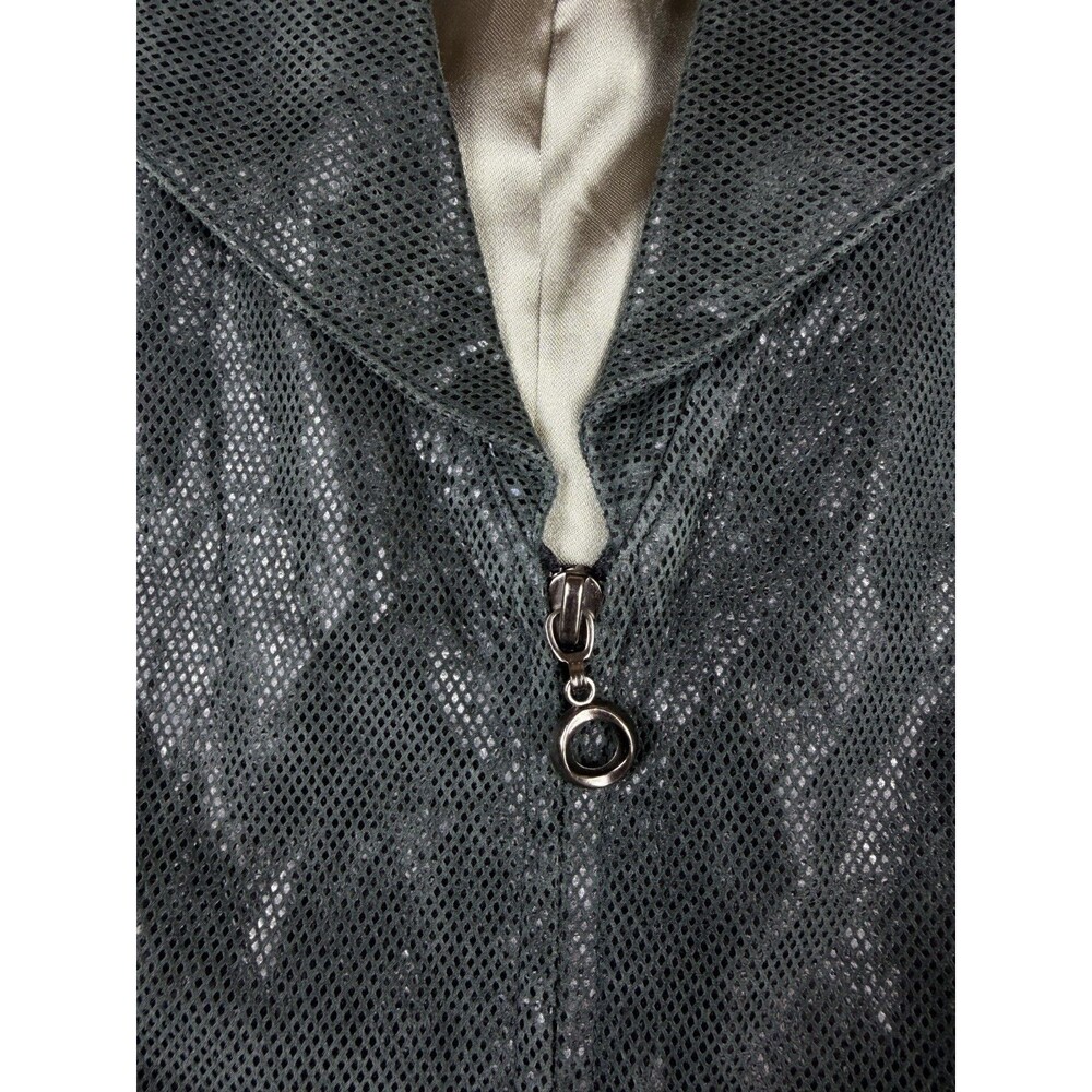 Vintage Paolo Santini Women's 6 Genuine Leather Moto Vest Green Gray Zip Y2K - Picture 11 of 11